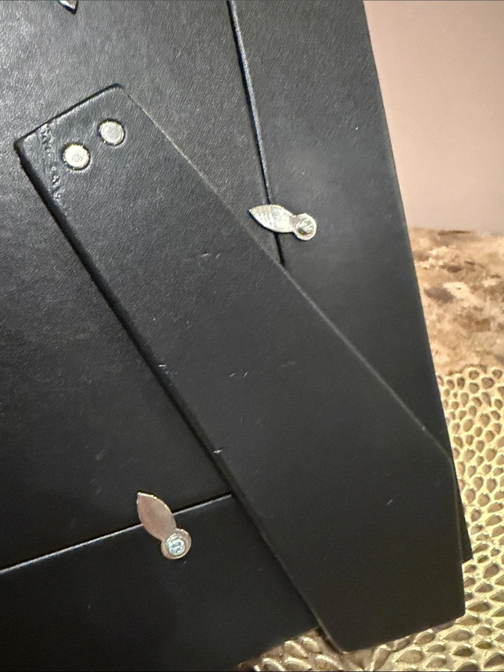 Black Leather 4x6 Picture Frame with White Stitching
